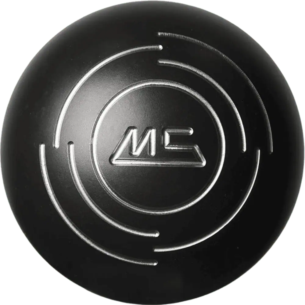 Pétanque boule with logo, ideal for pétanque game enthusiasts.